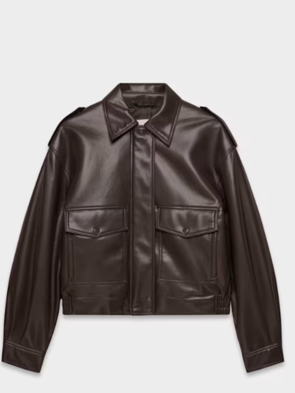 Aritzia Croft Unreal Leather Bomber Jacket - Rich mocha Brown - Small - Picture 12 of 13